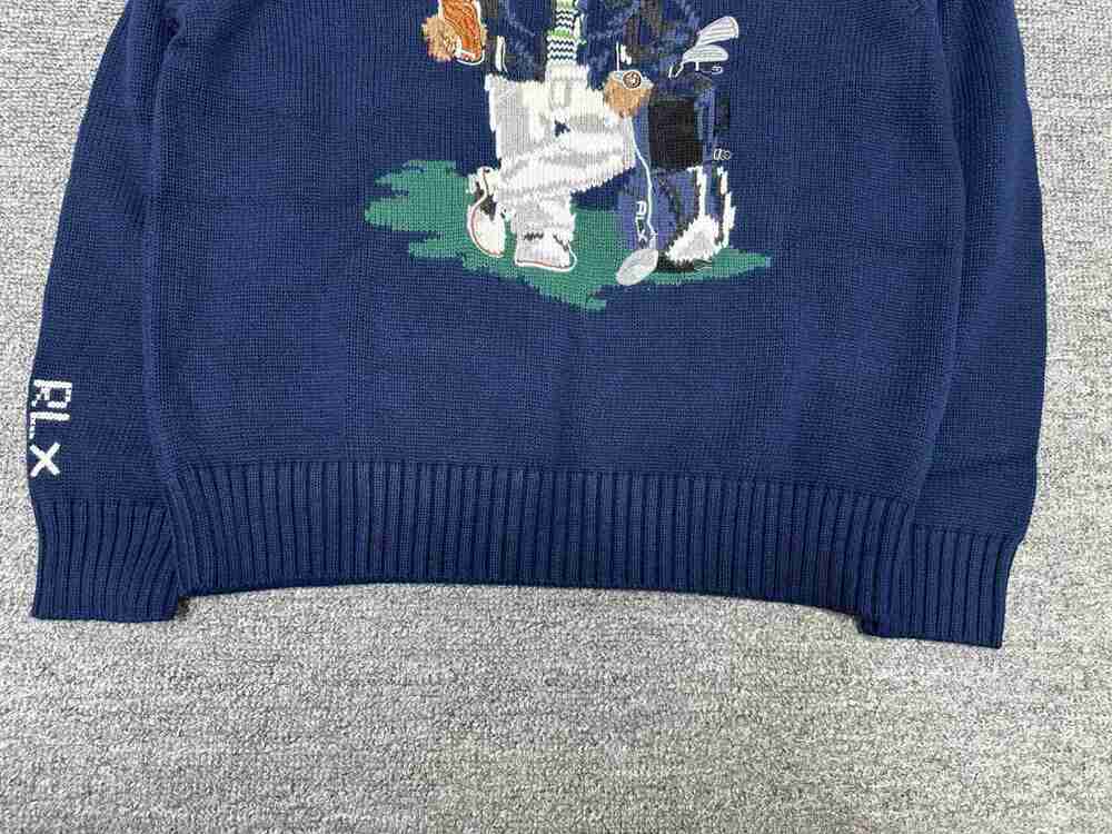 ⭐Ralph lauren Golf Bear Jacquard Navy Crew Neck Knit Sweater - Picture 2 of 5